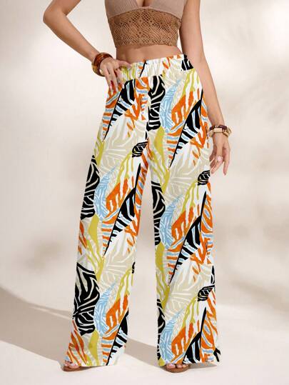 Shutterstock Women's Vacation Casual Floral Wide-Leg Pants