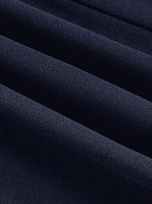 BizChic 女士圆领短袖 A 字腰优雅连衣裙，适合婚礼、音乐会、办公室穿着的基本款商务休闲装 - 藏蓝色 - 查看 12