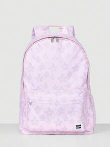 SUMWON Mochila escolar para meninas com estampa floral, mochila para estudantes do ensino fundamental e médio, bolsa para livros, bolsa de viagem fofa para o dia a dia - Roxa - Ver 1