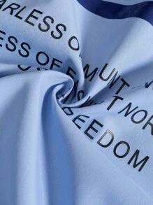 Manfinity EMRG 男士休闲标语印花短袖衬衫，夏季