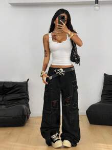 Coolane Women's Spring And Summer Festival Streetwear Vintage Y2K Basic Notched Stretchy Top - White - View 4