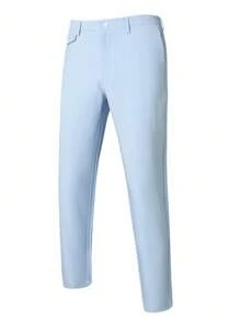 Calvornis 男士休闲通勤条纹锥形西装裤浅蓝色裤子男士男士浅蓝色正装裤浅蓝色条纹裤男士淡蓝色裤子男士男士正装裤，送给男朋友或丈夫的绝佳礼物。 - 淺藍色 - 查看 3