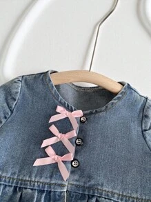 Young Girls Denim Two Pieces Outfits - Medium Wash - View 8