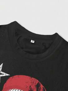 ROMWE MEN Street Life Men's Hip Hop Portrait & Pentagram Print Tank Top And Sports Shorts - Multicolor - View 6