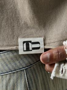 NEON BLANC 男士时尚字母印花无袖针织圆领T恤，适合夏季 - 卡其色 - 查看 7