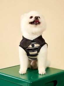 PETSIN 1 件宠物 Polo 衫，黑白条纹，经典时尚，弹性透气，适合猫狗穿着 - 彩色 - 查看 2