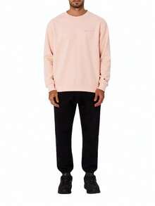 Champion Men's Solid Color Round Neck Loose Casual Long Sleeve Pullover Sweatshirt - Pink - View 3