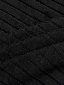 Calvaya Plus Size Soft Knit Fleece Ribbed Fabric Wrap Long Sleeve T-Shirt + Soft Fleece Ribbed Wide Leg Pants Casual Home 2 Pieces Set Fall Cloth For Women - Black - View 8