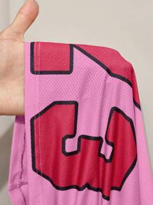 BamGleam Women's Letter Print Plunging Neckline Bodycon Mini Dress Graphic Print - Pink - View 8