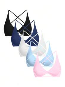 Gameset SHEIN Sport Áo ngực thể thao Yoga liền mạch với thiết kế chéo phía trước, đa năng cho thể thao và mặc thường ngày - Nhiều màu - Xem 2