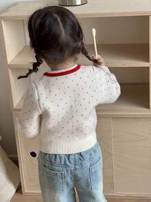 DAZY Baby Girl Casual Cute Polka Dot Pattern Colorblock Bow Decor Cardigan