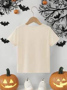 Young Boy Halloween Cartoon Print Short Sleeve T-Shirt - Multicolor - View 2