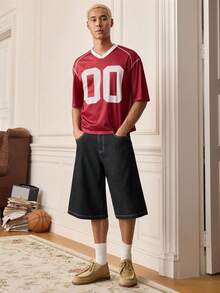 SWAVVY Casual Summer Men's Wide Leg Denim Shorts - Royal Blue - View 5