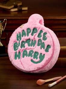 HARRY POTTER X SHEIN 1个字母刺绣蛋糕造型化妆包，超大容量，适合日常收纳和旅行，适合女士、学生、魔术、蛋糕、生日蛋糕 - 粉色 - 查看 1