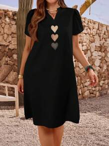 EMERY ROSE 女士心形印花短袖夏季休闲度假连衣裙，送给母亲的礼物，夏季假期，女士度假服装 - 彩色 - 查看 5