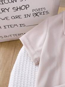 4-Piece Outfit Set For Baby Boy: White T-Shirt, Checkered Shirt, Shorts, Hat, Suitable For Summer Outings, Vacations & All Occasions, Mix & Match Casual Style - Apricot - View 8