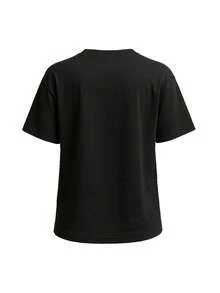Champion Áo thun tay ngắn cổ tròn in chữ thường ngày cho nữ, mùa hè - màu đen - Xem 5