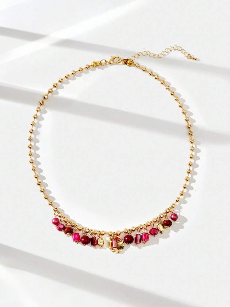 SHEIN Maija Multifunctional Beaded Necklace For Women, Minimalist & Practical