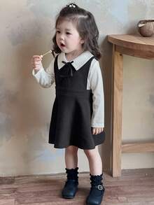 DAZY Baby Girl Elegant & Versatile Solid Color Sleeveless Dress Fall,Winter Toddler Girls Clothes - Black - View 8