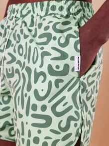 SUMWON Designer Beach Swimming Trunks Abstract Pattern Pool Resort Surfing Casual Elastic Waist Comfort Stretch Summer Vacation Sportswear Board Shorts - Green - View 8
