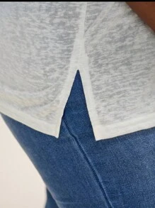 Comfylo 夏季寬鬆基礎短袖大尺碼T恤，家居和戶外休閒服 - 白色 - 查看 7