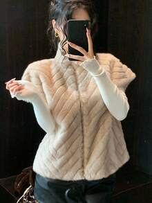 DAZY Sleeveless Zip-Up Loose Waistcoat Style Fluffy Jacket For Women, Autumn/Winter Vest Fluffy Coat