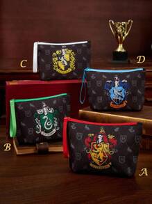 HARRY POTTER X SHEIN 1 Pc , Logo Printed Lightweight Cosmetic Bag, Suitable For Storing Cosmetics, Stationery, Daily Necessities, Digital Products, Great For Commuting, School, Travel, Suitable For Men, Women, Students, Children And All,Back To School - Black - View 1