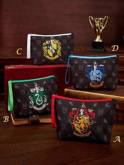HARRY POTTER X SHEIN 1个，轻便印花化妆包，适合收纳化妆品、文具、日用品、数码产品，通勤、上学、旅行必备，男女老少皆宜，返校季必备