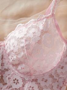 SHEIN 1pc Women Floral Lace Sexy Camisole - Pink - View 3