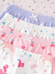 8件套女童独角兽、心形、月亮、星星和花卉图案夏季背心和内裤套装。适合小女孩穿着，柔软透气，可机洗，舒适贴身，设计简约。（4件套单独出售），女童内衣套装，舒适贴身睡衣，女童独角兽睡衣，返校时尚，返校时尚 - 彩色 - 查看 6