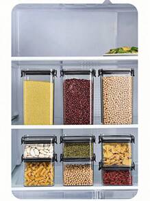 SHEIN 透明塑料食品储存盒，带密封盖 - 厨房食品储藏收纳盒，可冷冻，不建议用于洗碗机/微波炉 - 彩色 - 查看 4