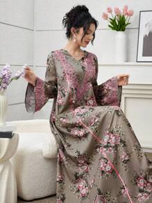 SHEIN Najma Vestido holgado de moda joven para mujer con parches de encaje estilo romántico francés