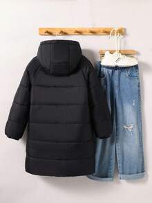 Sparklyn 男童休闲宽松羽绒服，适合秋冬季上学及通勤穿着 - 黑色 - 查看 3