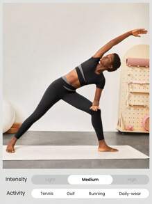 GLOWMODE 24" FeatherFit™-Sculpt Two-Tone Crossover Compression Leggings Medium Impact Workout Daily Gym Fall Winter