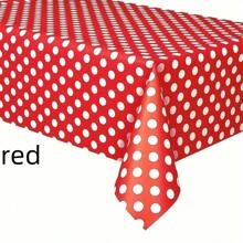 1 块桌布，圆点桌布一次性塑料防水野餐桌布，生日派对、感恩节、婚礼、烧烤、毕业典礼、野餐的桌布