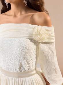 Modelyn Modische elegante Damenweste mit Spitzen-Patchwork - Weiss - Übersicht 2