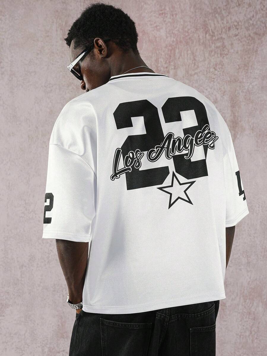 PAVTROS 亮面面料宽松短款男士T恤 - 白色 - 查看 1