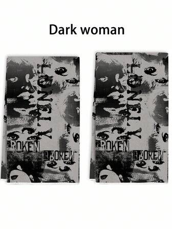 Grunge Punk 1PC Dark Celestial Print Polyester, Sun Moon Gothic Hand Towel - Quick-Dry Absorbent Kitchen & Altar Cloth, Witchy Bath Decor For Halloween, Dark Academia Gifts - Occult Gothic Home Essentials