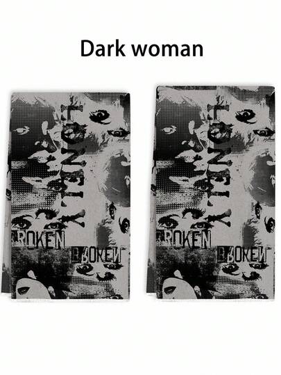 ROMWE Grunge Punk 1PC Khăn tay Polyester in họa tiết thiên thể tối màu, Mặt trời và mặt trăng Gothic - Khăn lau nhà bếp & bàn thờ thấm hút nhanh khô, Đồ trang trí phòng tắm phù thủy cho Halloween, Quà tặng Dark Academia - Đồ dùng thiết yếu cho gia đình theo phong cách Gothic huyền bí
