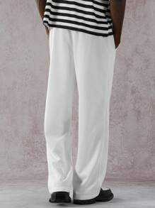 Manfinity EMRG Herren Patchwork Lässig Jogginghose mit Kordelzug Taille und Taschen, locker geschnitten - Weiss - Übersicht 2