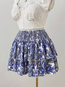 Sunspun Chân váy xếp nếp in họa tiết cỡ lớn, mùa hè - Nhiều màu - Xem 4