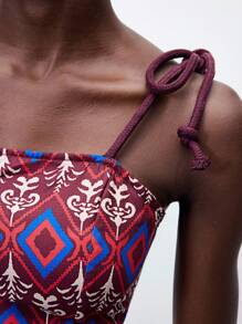 Maija Váy yếm mini hở eo họa tiết hình học cho nữ, đi nghỉ - Nhiều màu - Xem 6