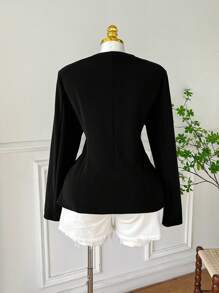 Comfortcana 大码女式甜心领长袖单排扣休闲优雅西装外套