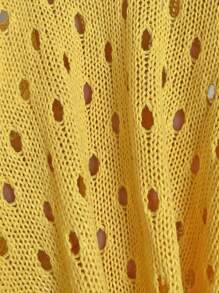 Sweetra Vestido de punto casual de vacaciones amarillo con escote halter calado y flores 3D para mujer