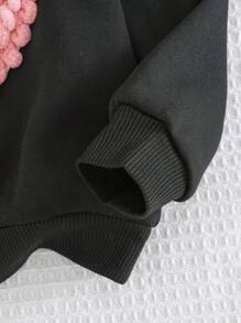 Cozy Pixies 女婴时尚心形图案连帽套头衫柔软针织休闲运动衫 - 黑色 - 查看 3