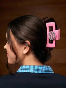 HARRY POTTER X SHEIN Fashionable Versatile Square Pink Big Hairgrip, Can Clip More Hair, Inspired By Birthday Cake - Pink - View 2