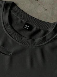 Claim Dot Camiseta de tirantes casual de unicolor con efecto desgastado para hombre, oversize, camiseta de verano oversize para hombre, camiseta holgada para hombre, camiseta de hombre con hombros caídos, camiseta de hombre con mangas recortadas