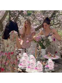 30 件粉色可爱帽子钥匙扣，包含 10 顶粉色爱心牛仔帽、10 张粉色卡片纸和 10 个白色网袋，适合创意礼品钥匙扣、包包、吊坠、生日派对回礼、生日、婚礼、狂欢节等 - 彩色 - 查看 7