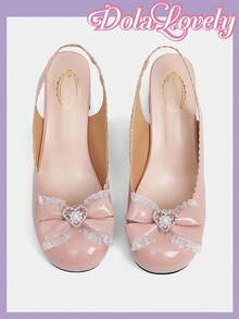 Dola Lovely Zapatos de plataforma y tacón alto con lazo y encaje, estilo Lolita, adecuados para Halloween y Navidad