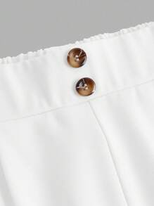 SHEIN Teen Girl Comfortable Simple Loose Contrast Elastic Waist Stripe Printed Wide-Leg Pants White Tube Top Blue Stripe Cropped Long Sleeve Shirt 3 Pieces Set - Blue and White - View 5